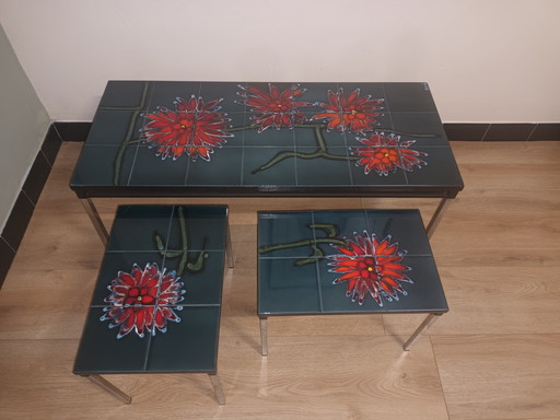 Vintage-Couchtisch Adri mit Fliesen