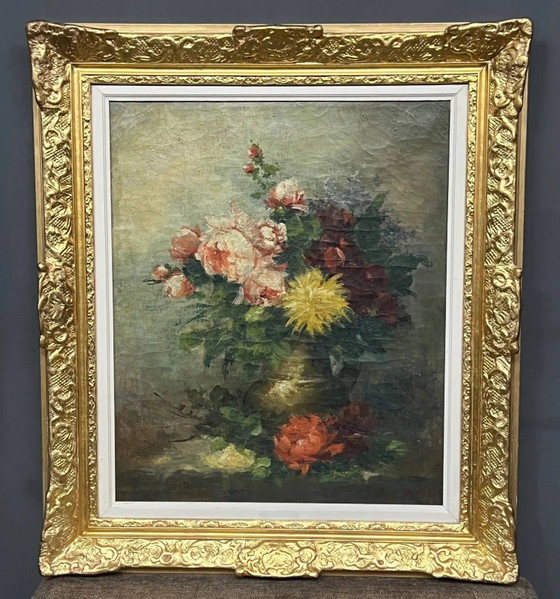 Julien Delvigne (1878-1947), "Natura morta con fiori.", Dipinti e disegni, Tela (foto 2 di 9)