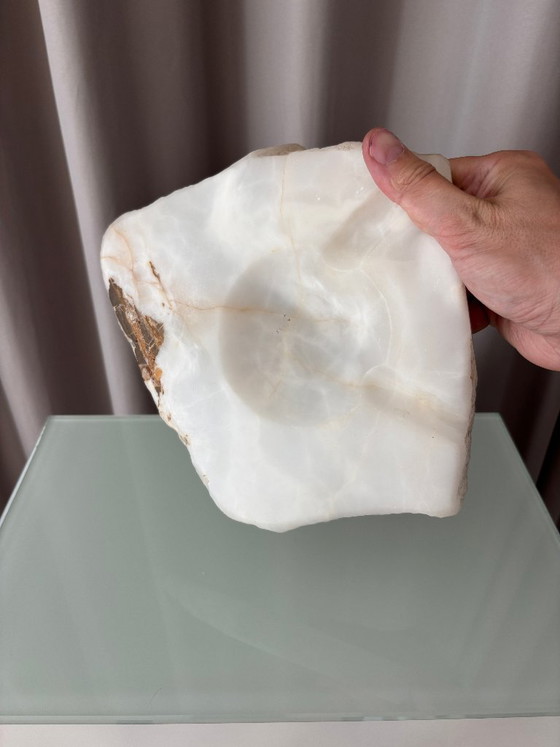 Vintage sculpturale onyx asbak/opbergbakje – zware natuursteen – Schalen, Marble (photo 6 of 11)