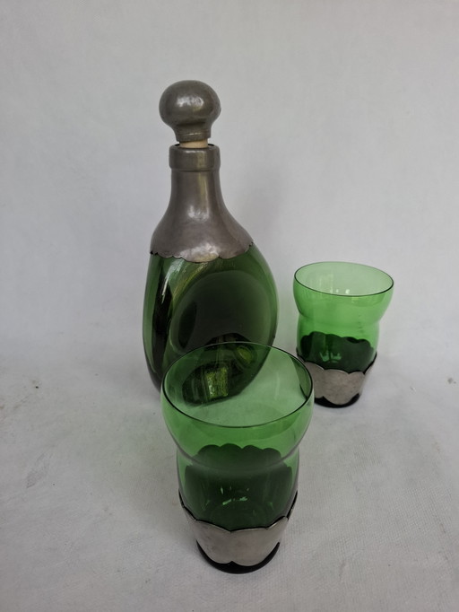 Carafe Leerdam/gero avec 2 verres artdeco