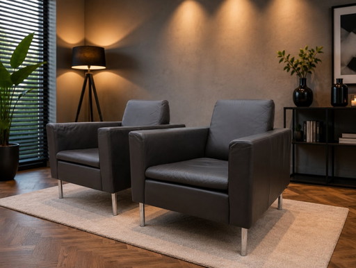 2x De Sede DS-4 Design Fauteuil Donkerbruin Leder