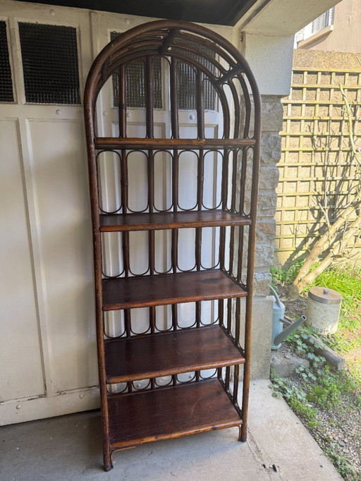 Vintage rattan freestanding shelf