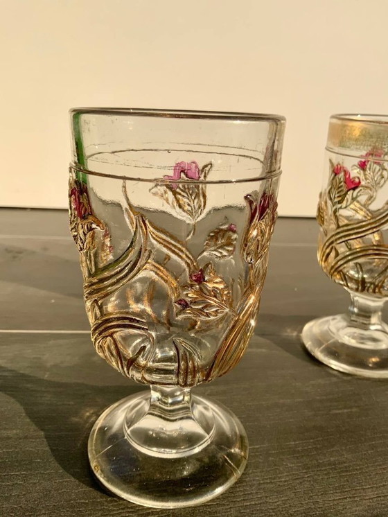 Image 1 of Coppia di bicchieri da vino/acqua in stile Art Nouveau - Josef Inwald - Boemia, c. 1914