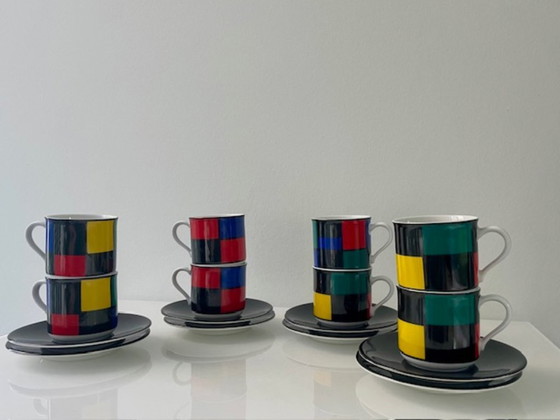 Image 1 of Postmodernes Tassen- und Untertassenset, 8-teilig
