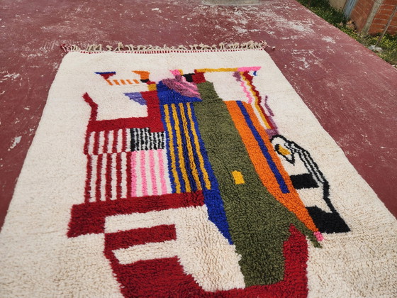 Artistic Berber rug 243x156 cm – Ecru wool & colourful abstract patterns – Rugs & carpets, Cotton, Modern (photo 7 of 10)