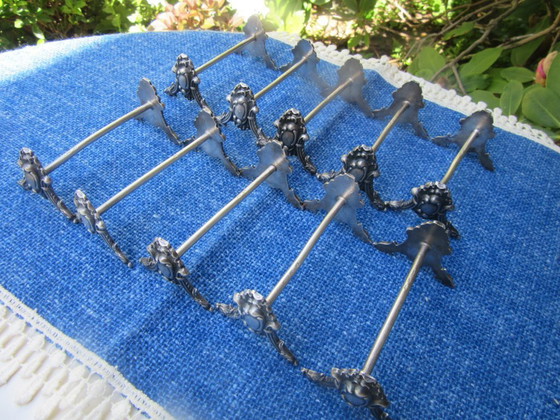 Image 1 of Boland Belgium 12 silver plated knife rests cutlery rests art nouveau style 