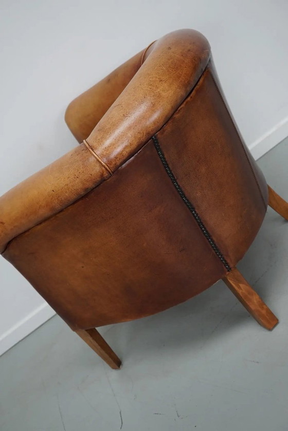 Image 1 of Vintage Nederlandse cognackleurige leren clubfauteuil