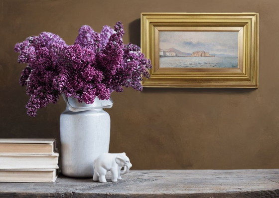 Image 1 of View of the Gulf of Naples, Oil Painting on Board, Italy Early 20th Century, Signed