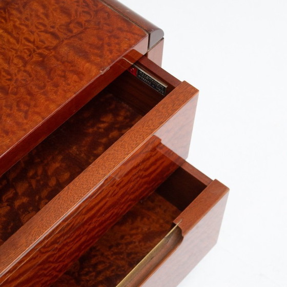 Image 1 of 2 comodini italiani in radica con maniglia in ottone