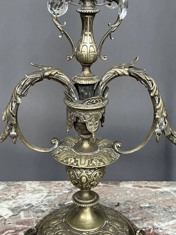 Lampadario. Bronzo argentato, cristallo. – Portacandele, Bronze, Crystal (photo 5 of 7)