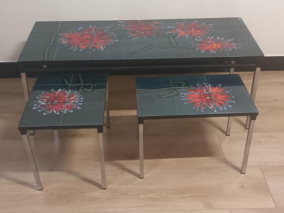 Image 1 of Vintage coffee table Adri with tiles