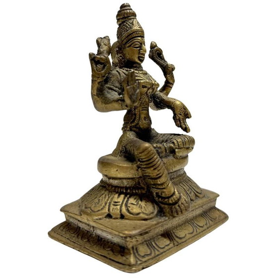 Solid Bronze Lakshmi Statue – Gold-colored – India c. 1950 – 11cm – Sculpture (photo 2 of 9)