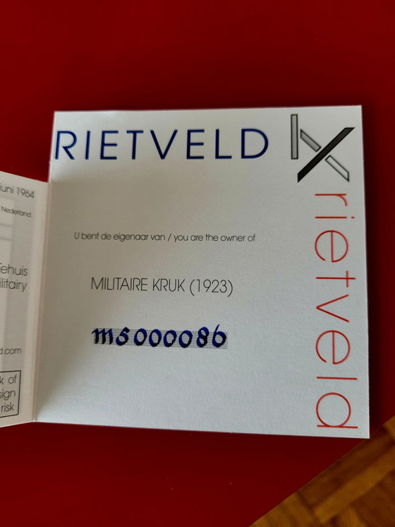 Image 1 of Sgabello militare di Gerrit T Rietveld, edizione Rietveld by Rietveld con certificato