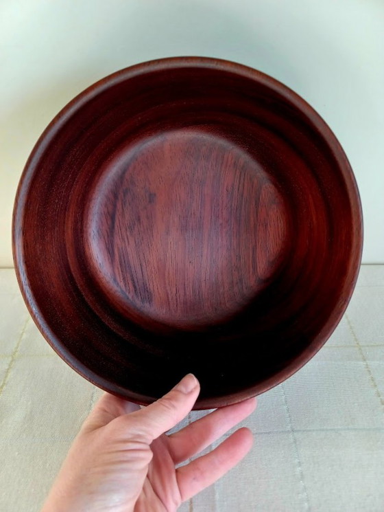 Image 1 of Vintage '70 massieve walnoot houten schaal. 