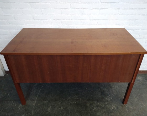 Image 1 of vintage desk with 3 drawers and 1 cupboard