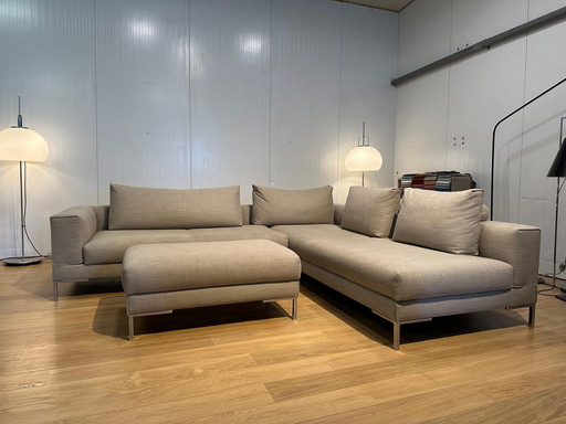 Beige Design on Stock Aikon Corner Sofa + Hocker