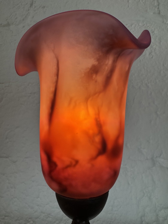 Image 1 of Art Deco tulip wrought iron lamp