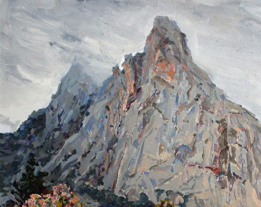 Original Oil Painting Landscape Nature Rocky Mountain – schilderijen tekeningen, Canvas (photo 2 of 5)