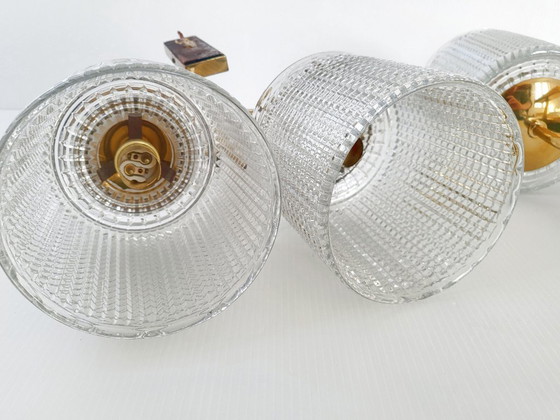 Image 1 of PAIR OF VINTAGE 1950S WALL LIGHTS MAISON ARLUS DLG FELIX AGOSTINI BRASS STEEL GLASS