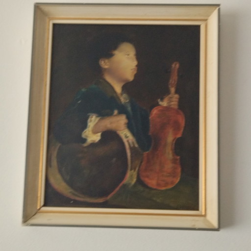 Porträtmalerei. Junge mit einem Schlagzeuger