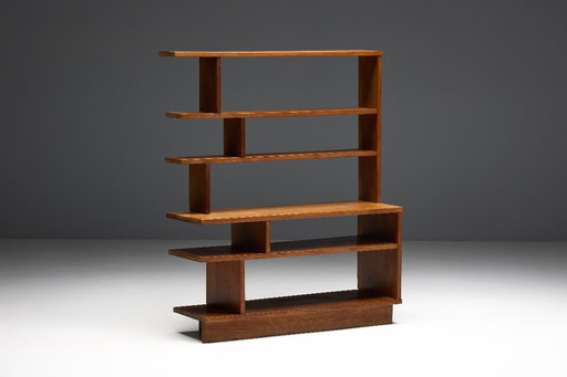 Architectural Mid-Century Bookcase, France, 1950s