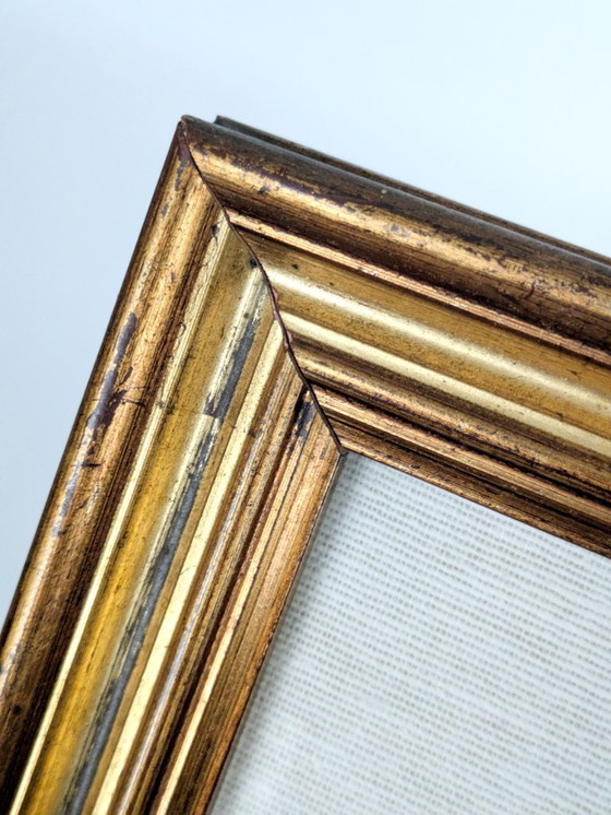 Image 1 of Vintage Floral Bouquet Print with Oval Linen Mat, Gilded Wood Frame, Foiled Shimmer Art