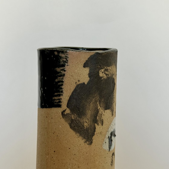 Image 1 of Jarrón rodillo de gres pintado en los años 90