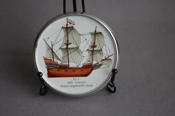 Image 1 of Maritime metal coasters for glasses No. 1 to 8 Pittjes sailing ship series