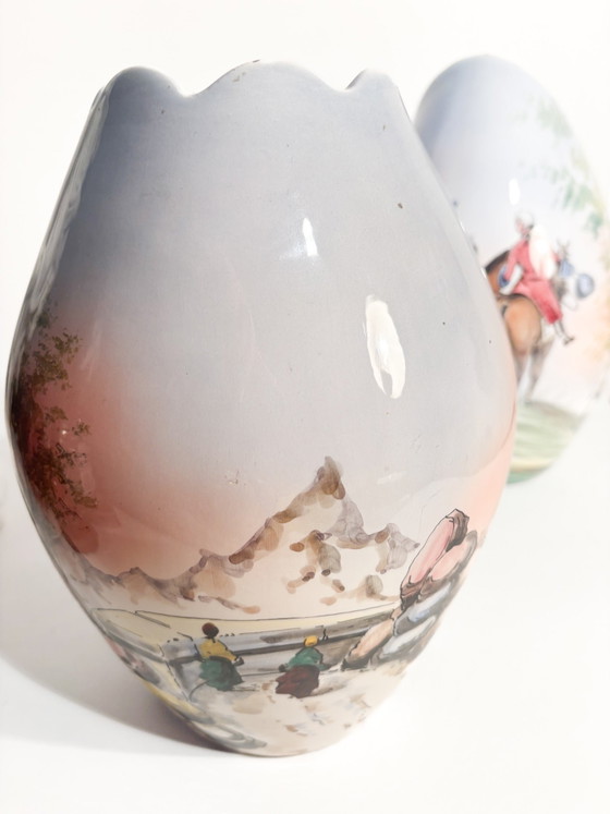Paire de vases en céramique Castelli peints à la main, années 1950 – Ceramic (photo 9 of 13)