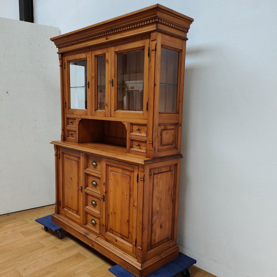Image 1 of Vintage French Country Pine Buffet Cabinet Wall Cupboard Kitchen Cupboard