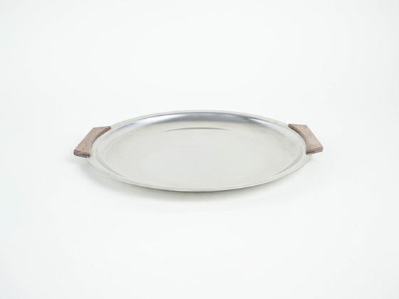 Image 1 of Plateau rond en acier inoxydable, design danois, années 1970, fabriqué au Danemark