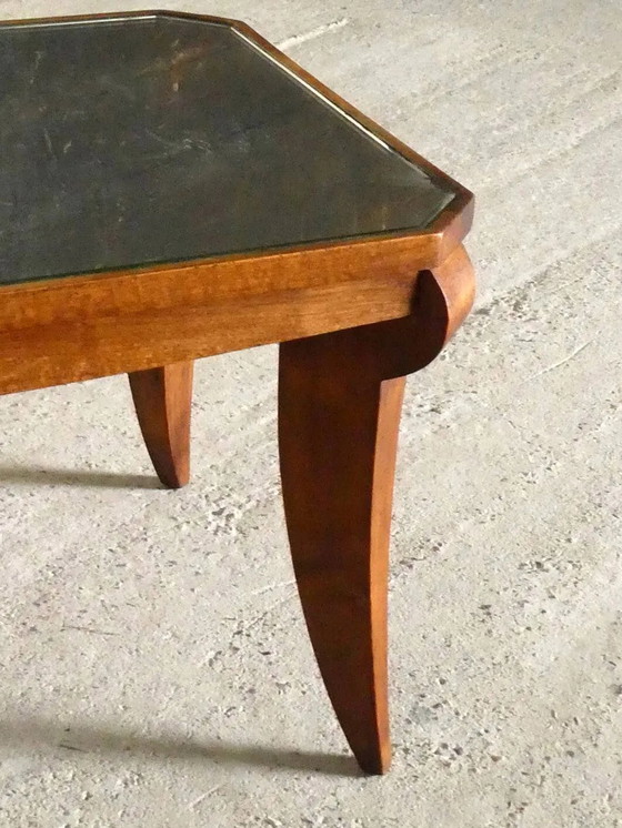 Art Deco coffee table in walnut and mirror, 1940 – Wood (photo 4 of 10)