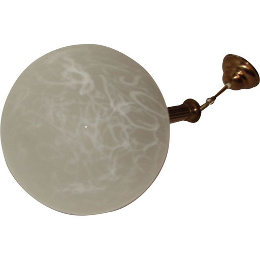 Vintage hanglamp van messing en glas, 1960