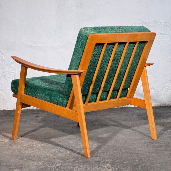 Image 1 of Groene spijlenfauteuil uit het midden van de 20e eeuw, jaren 60
