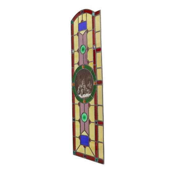 Groot Kleurrijk Glasraam Glas in Lood Medaillon – Decoratieve objecten (photo 4 of 20)
