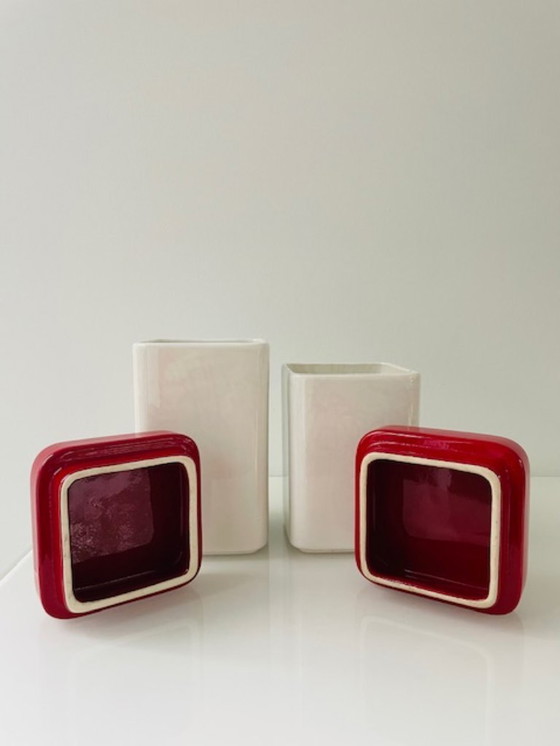 Image 1 of Ensemble de 2 bocaux de rangement vintage de design italien
