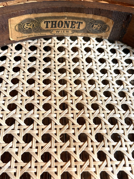 Image 1 of Seltene antike Thonet „Omega“ Modell 20, 5x Esszimmerstuhl aus Bugholz und Gurtband