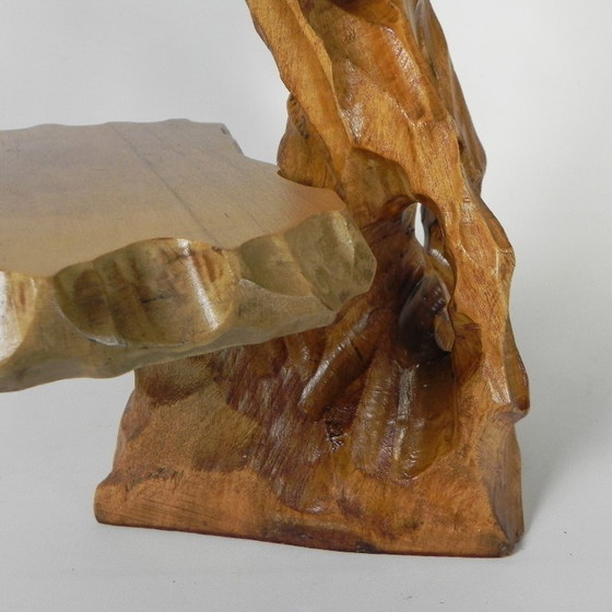 Image 1 of Plantentafel met 2 plateaus, vintage houtsnijwerk, VS jaren 50