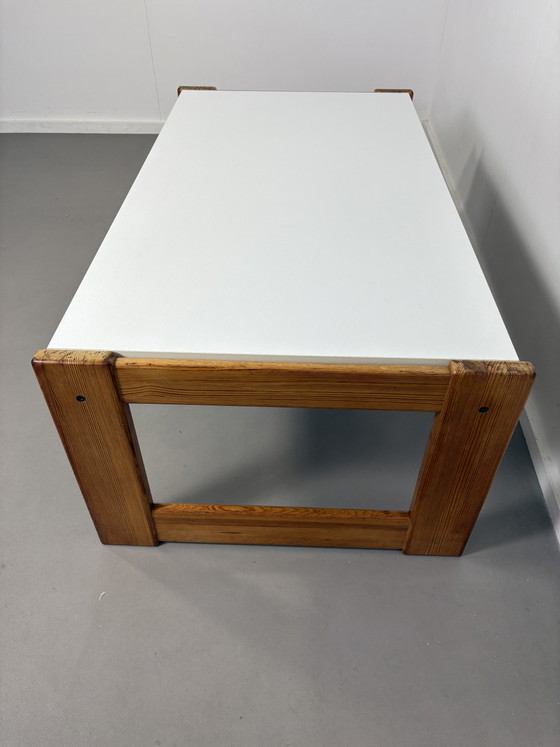 Image 1 of Vintage Coffeetable Pinewood with white melamine top. Design Yngve Ekström for Swedese.