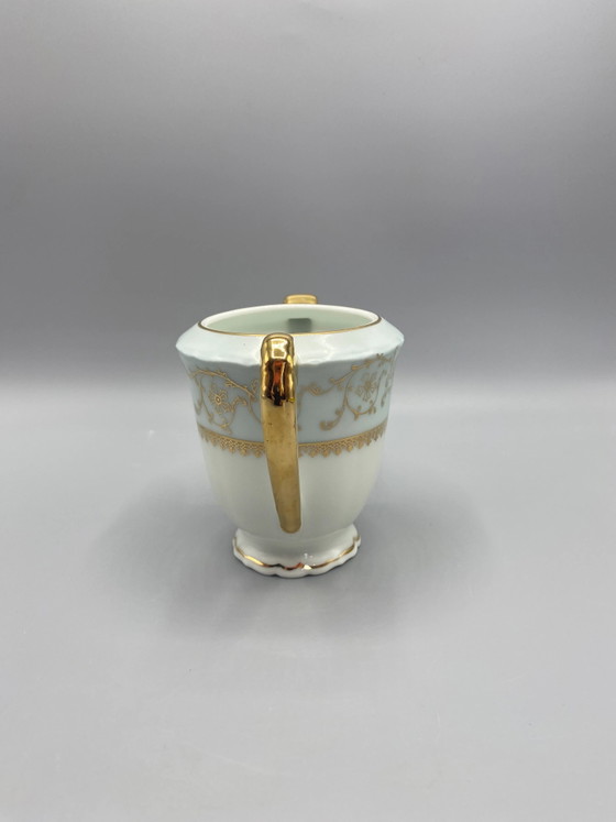 Cafetière en porcelaine de Limoges Jammet-Seignolles – Décor bleu céladon et or – Objets déco, Gold (photo 4 of 8)