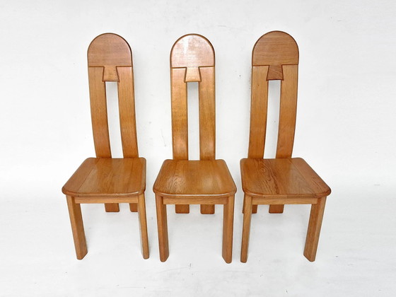 6 x De Puydt Rapsodie roble Brutalista silla de comedor de los años 70. – Sillas de comedor (photo 2 of 17)