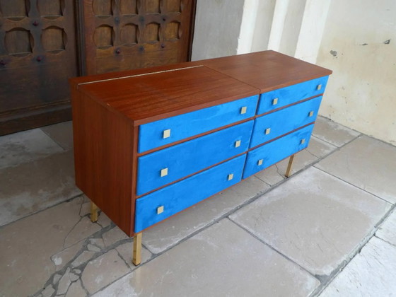 Commode/coiffeuse en teck et daim, 1950 – Vintage (photo 4 of 12)