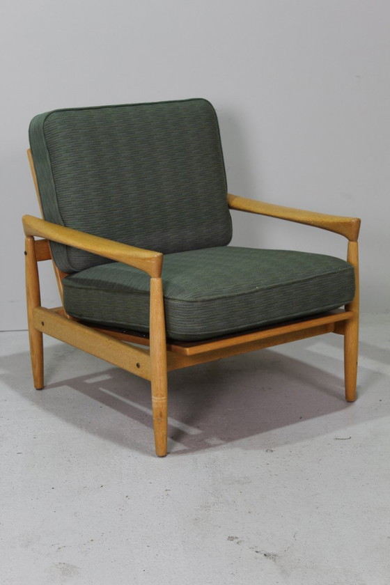 Image 1 of Vintage fauteuil Erik Wørts eiken, groen