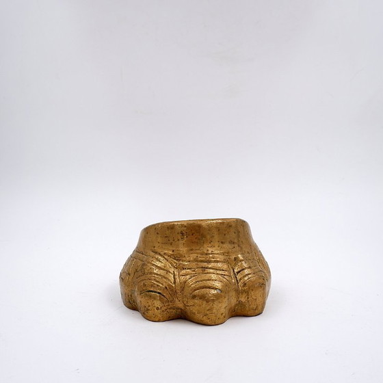 Image 1 of Posacenere in bronzo dorato a forma di zampa di elefante, anni '70