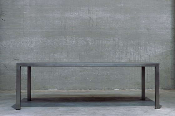 Image 1 of late 90s full stainless steel/brushed steel dining table