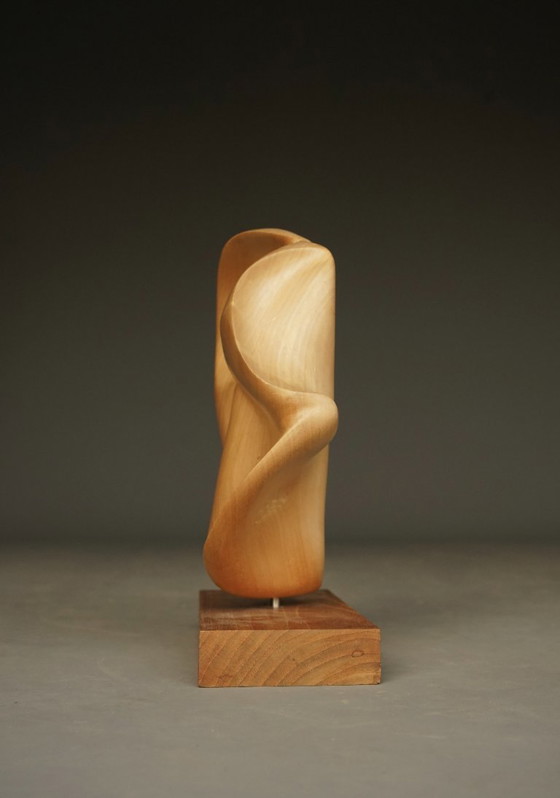 Image 1 of Scultura astratta in legno di melo intagliato, anni '80
