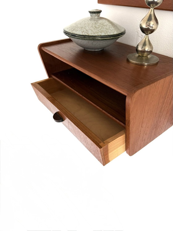 Image 1 of Vintage Danish teak mirror + hallway cabinet, CFC Silkeborg ‘60