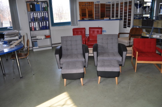 Vintage Armchairs and Ottomans, 1960s, Set of 4 (photo 4 of 6)