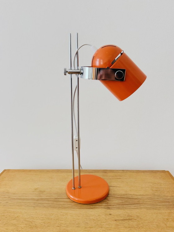 Lidokov Combi Lux Table lamp Stanislav Indra 70s CSSR Chrome Vintage Space Age, Metal, Plastic, Orange (photo 3 of 8)