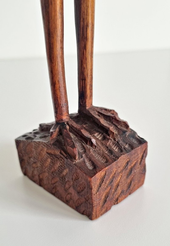 Image 1 of Scultura vintage di airone in teak, metà del XX secolo, 45 cm